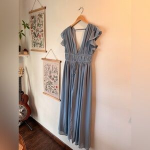 SHEIN. Medium. Blue Maxi Dress with Ruffle Sleeves.